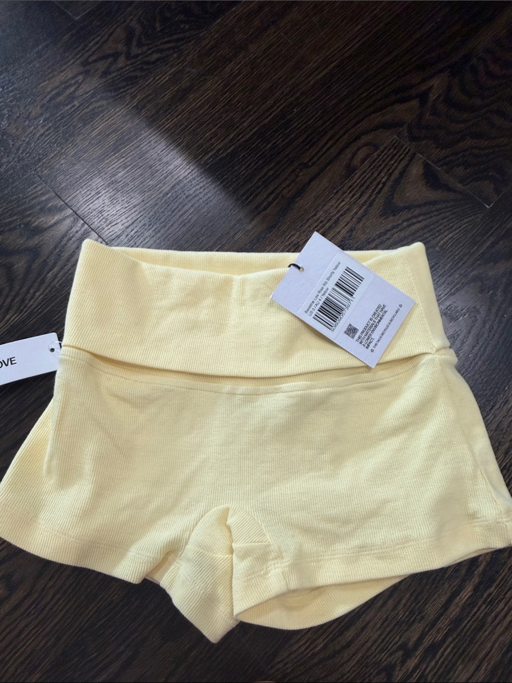 Princess Polly Pale Yellow Foldover Ribbed Shorts